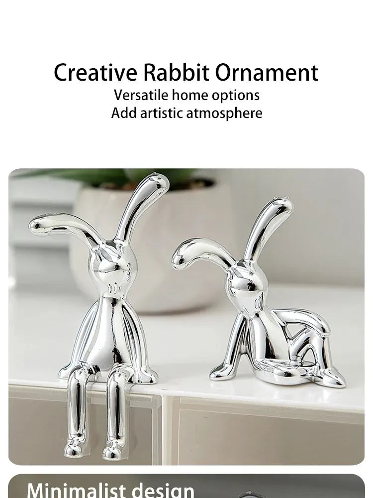 Adorable double rabbit ornaments for tabletop or shelf display