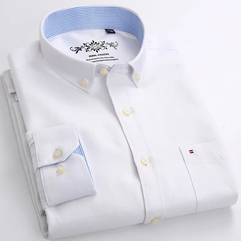 Men’s 100% cotton plaid shirt, stylish slim design for office or casual