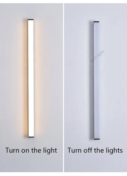 Weatherproof modern LED wall sconce for outdoor spaces, IP65, long-strip style