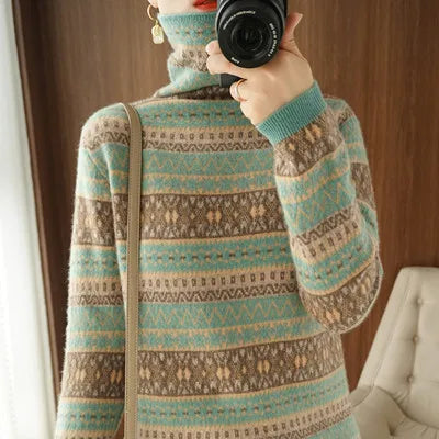Women’s 100% wool cashmere high-neck sweater