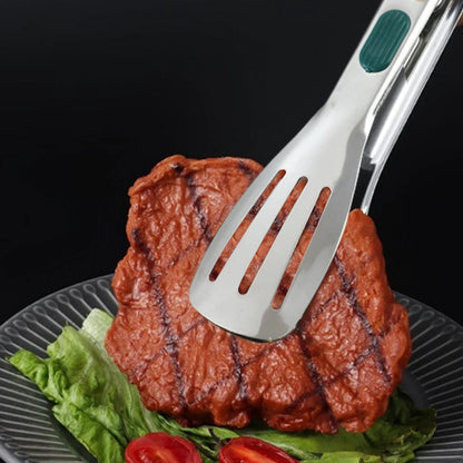 Non-slip stainless steel food tongs for cooking