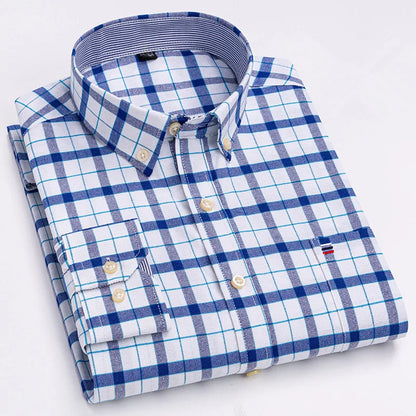 Smart casual cotton shirt with long sleeves, perfect for office or daily wear