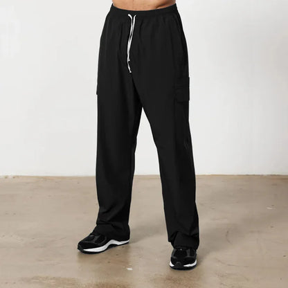 Trendy loose-fit drop-crotch casual trousers