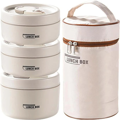 Portable insulated lunch box with 3 stackable containers