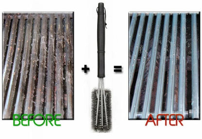 BBQ grill cleaning brush with stainless steel bristles