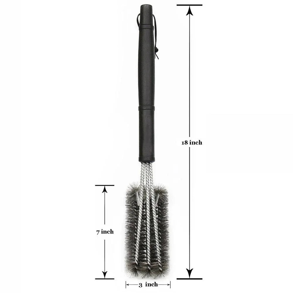 BBQ grill cleaning brush with stainless steel bristles