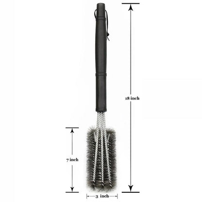BBQ grill cleaning brush with stainless steel bristles