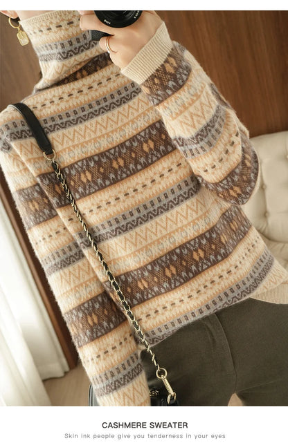 Women’s 100% wool cashmere high-neck sweater