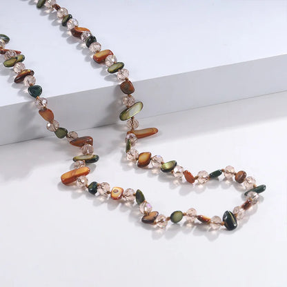Bohemian Beaded Necklace – Multicolor Natural Stones & Shells