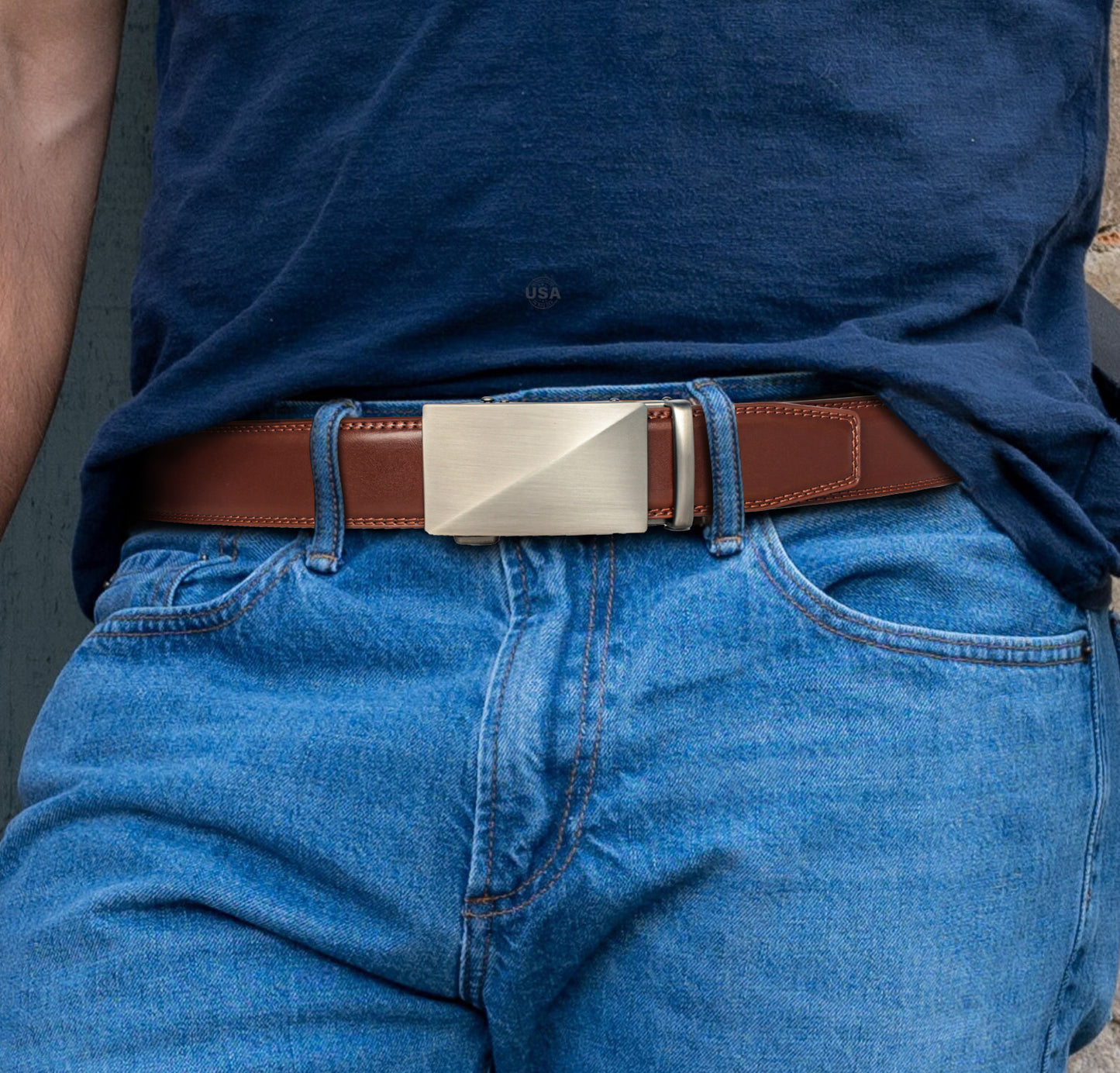 Premium designer-style leather belt for men