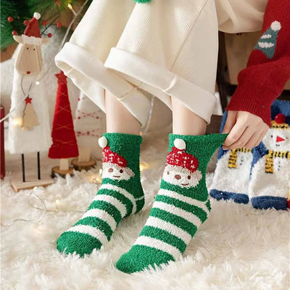 Cute Santa & Elk Socks – Thick Cozy Floor & Sleep Socks