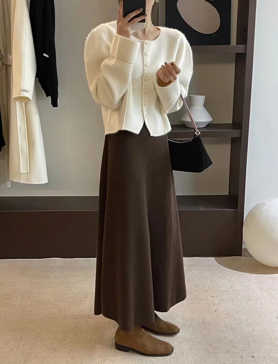 Women’s Korean-style pure wool swing skirt