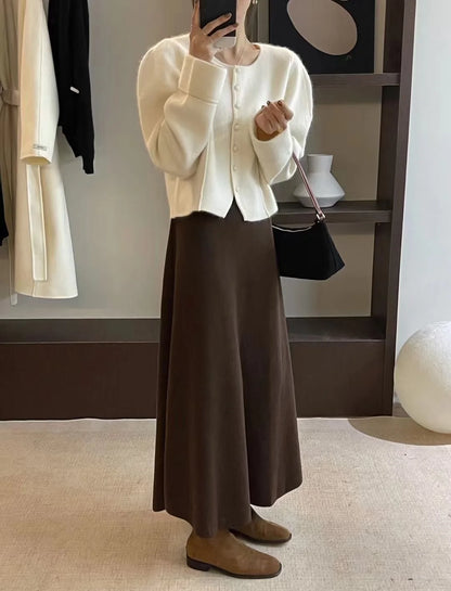 Women’s Korean-style pure wool swing skirt