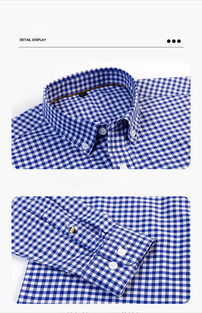 Premium 100% cotton Korean plaid shirt—slim fit, stylish, and comfortable