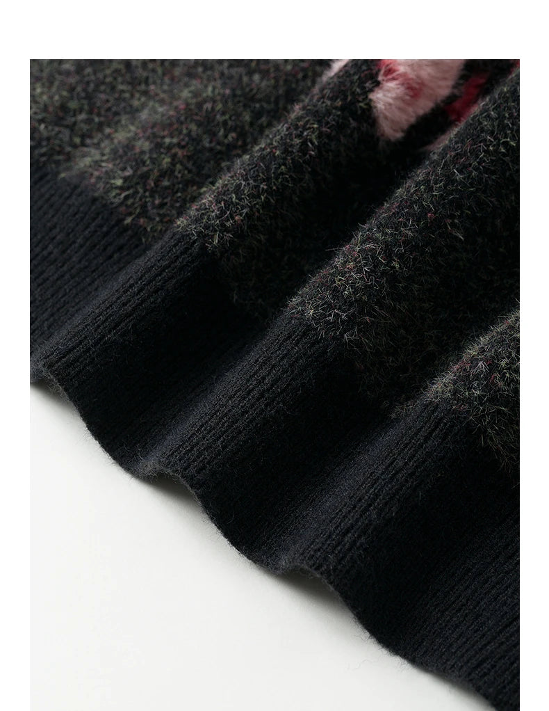 Women’s velvet floral jacquard sweater
