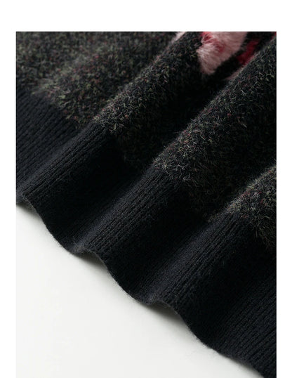 Women’s velvet floral jacquard sweater