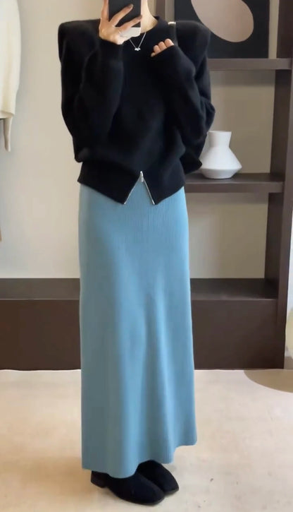 Women’s Korean-style pure wool swing skirt