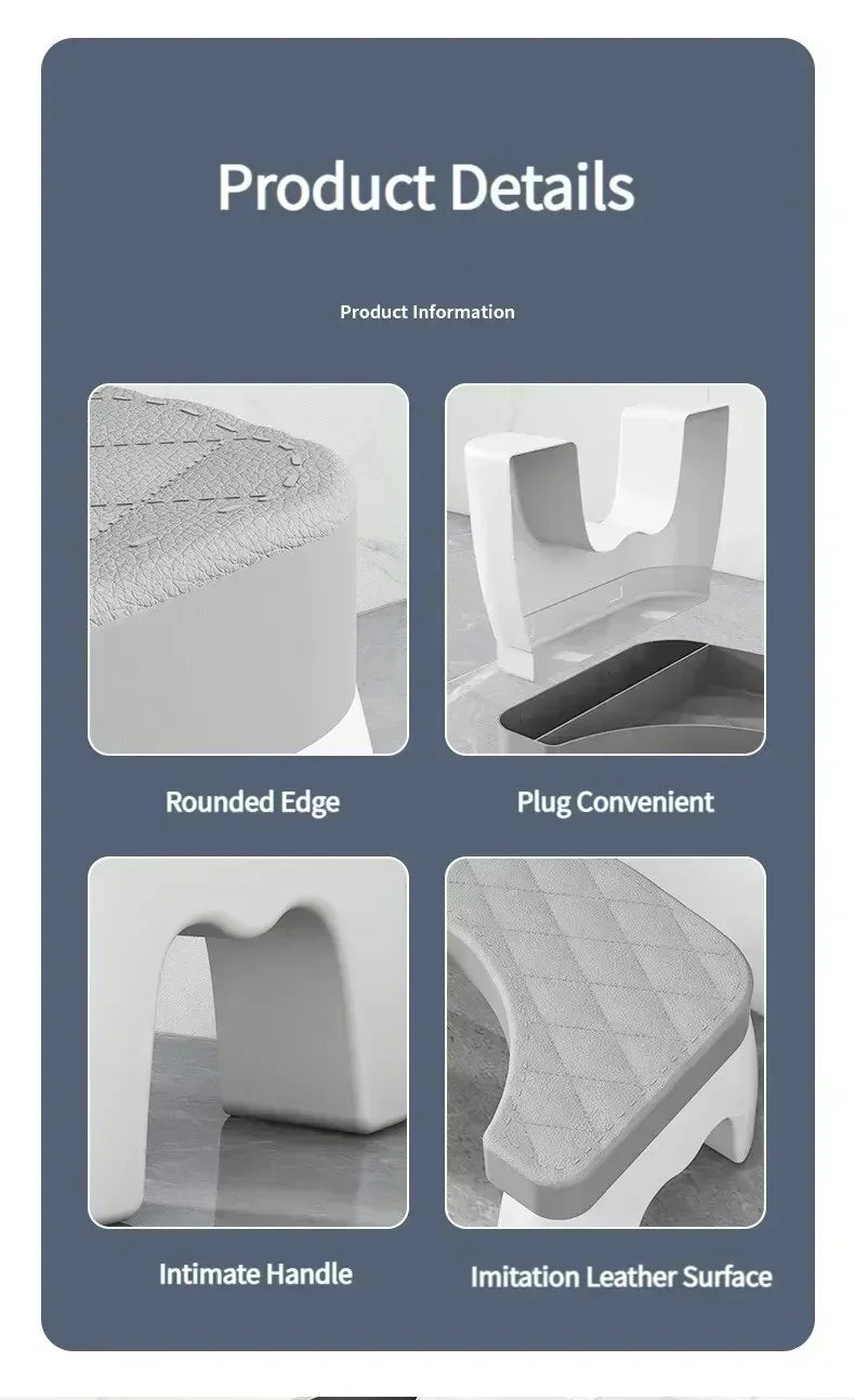 Ergonomic toilet foot stool for kids, adults, seniors, and pregnant women