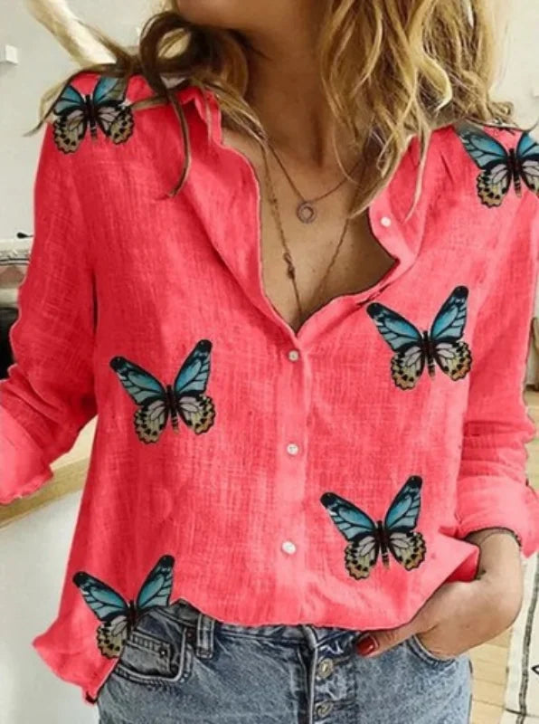 Women’s vintage cotton linen long-sleeve blouse