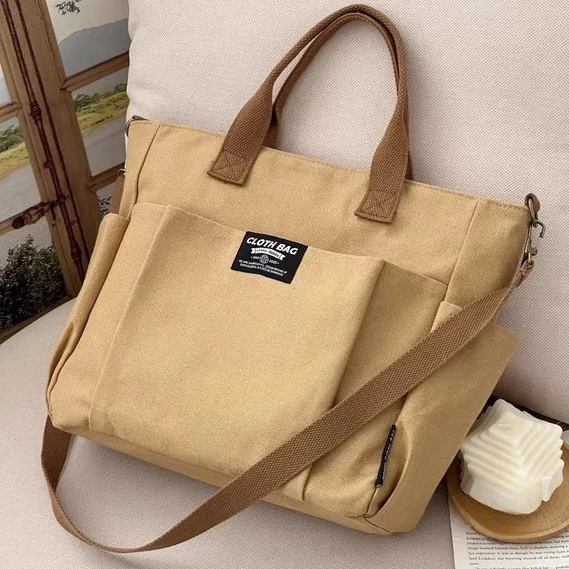 Urban Canvas Tote – Large Capacity Shoulder Bag for Students