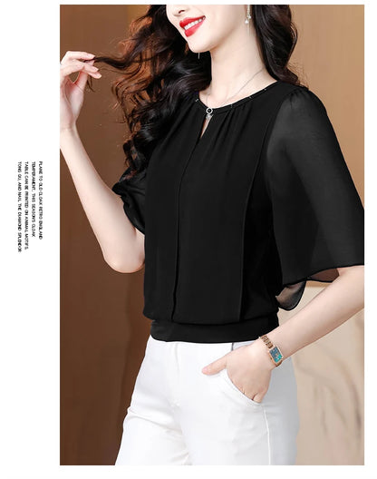 Women’s summer half-sleeve chiffon blouse