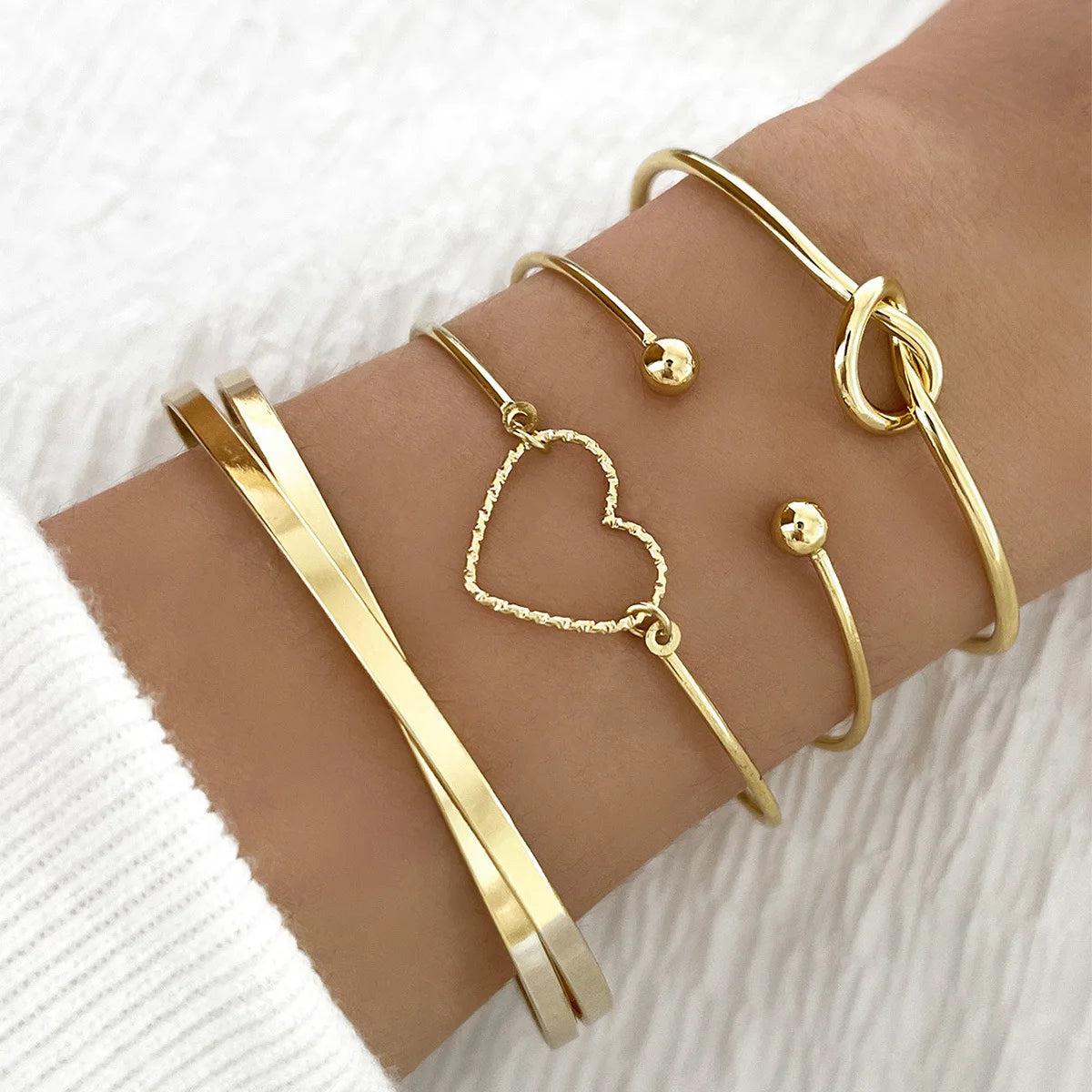 4PCS Stainless Steel Bracelets – Woven Twist Bangles