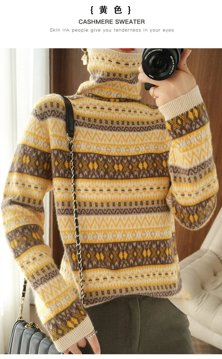 Women’s 100% wool cashmere high-neck sweater
