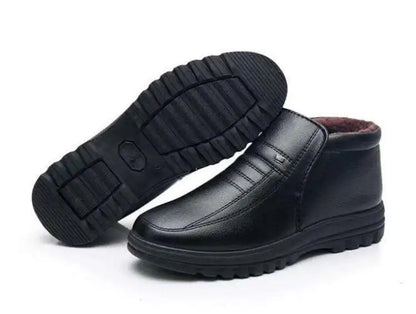 Men’s Waterproof Leather Shoes – High Top, Warm Winter Slip-On