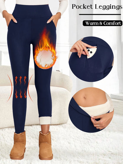 Women’s high-waist fleece leggings, winter warm