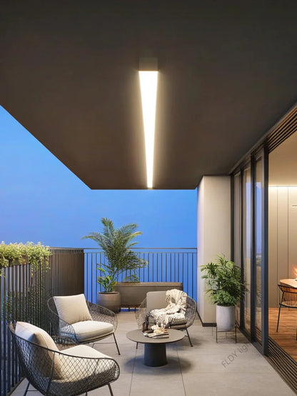 Weatherproof modern LED wall sconce for outdoor spaces, IP65, long-strip style
