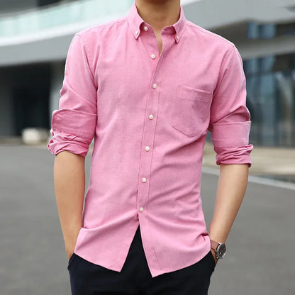 Men’s 100% cotton plaid shirt, stylish slim design for office or casual