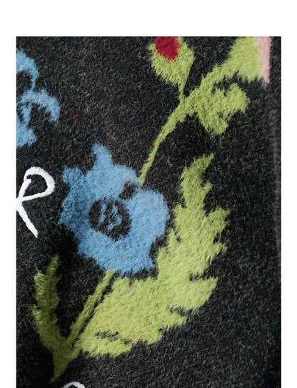 Women’s velvet floral jacquard sweater