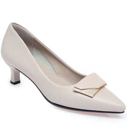 Elegant Women’s Single Shoes – Trendy Leather High Heels