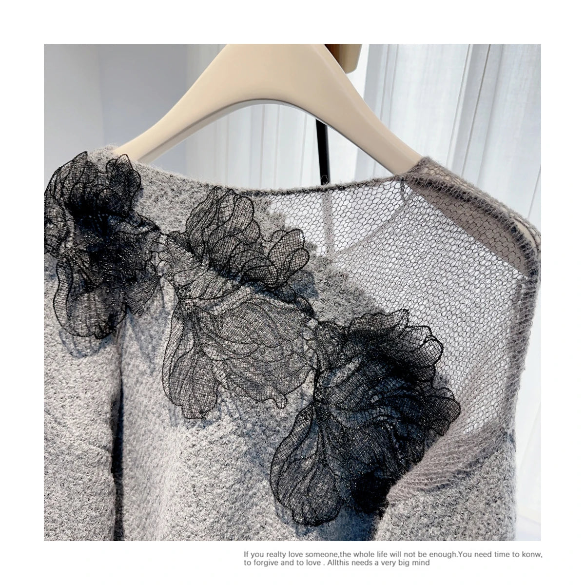 Women’s Korean lazy lace splicing sweater