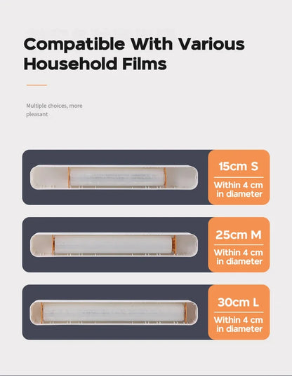 Foil and film storage box with built-in blade