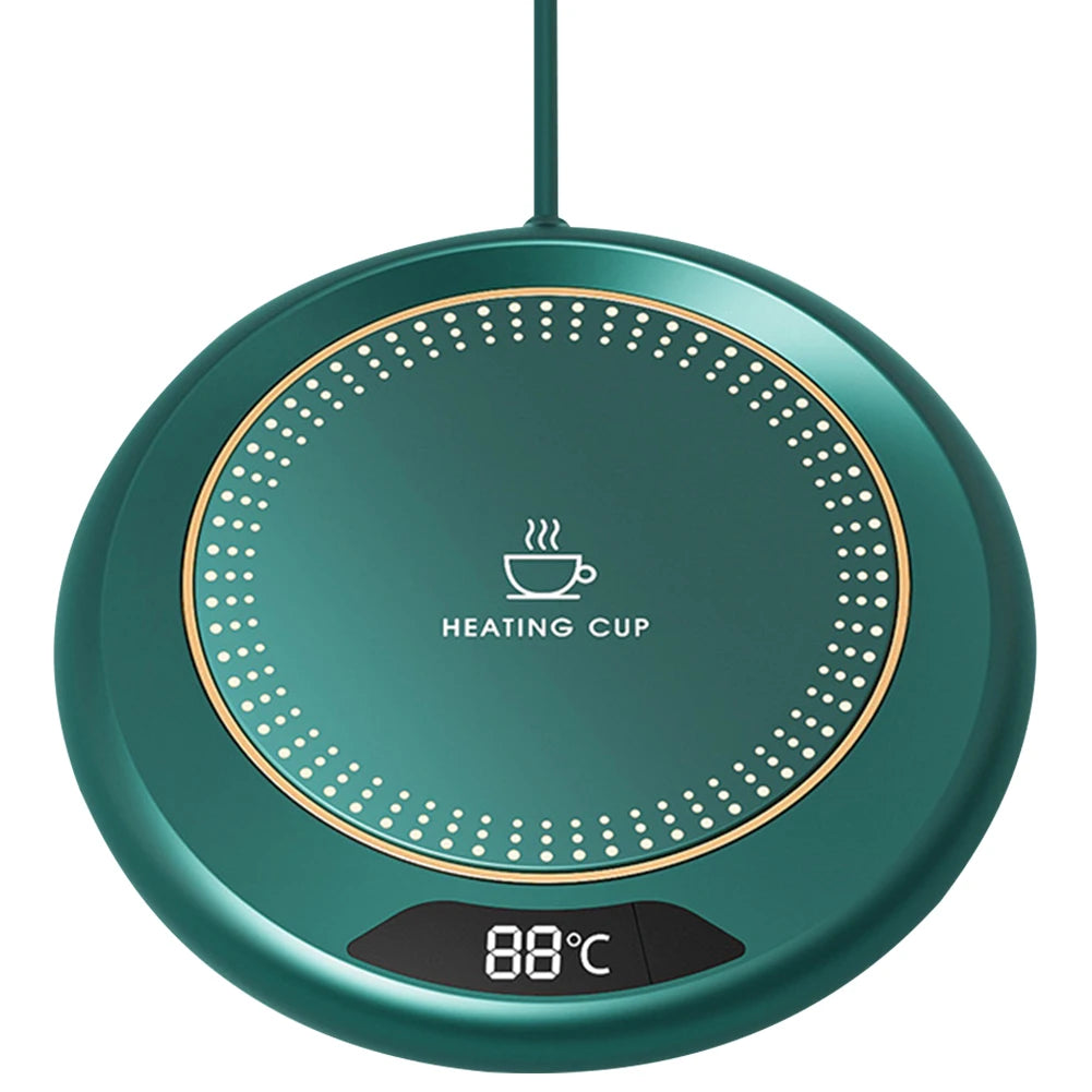 Compact USB beverage warmer with three temperature levels—perfect for hot drinks at your desk