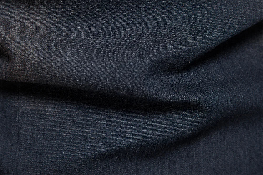 Men's casual solid - color long - sleeve denim shirt