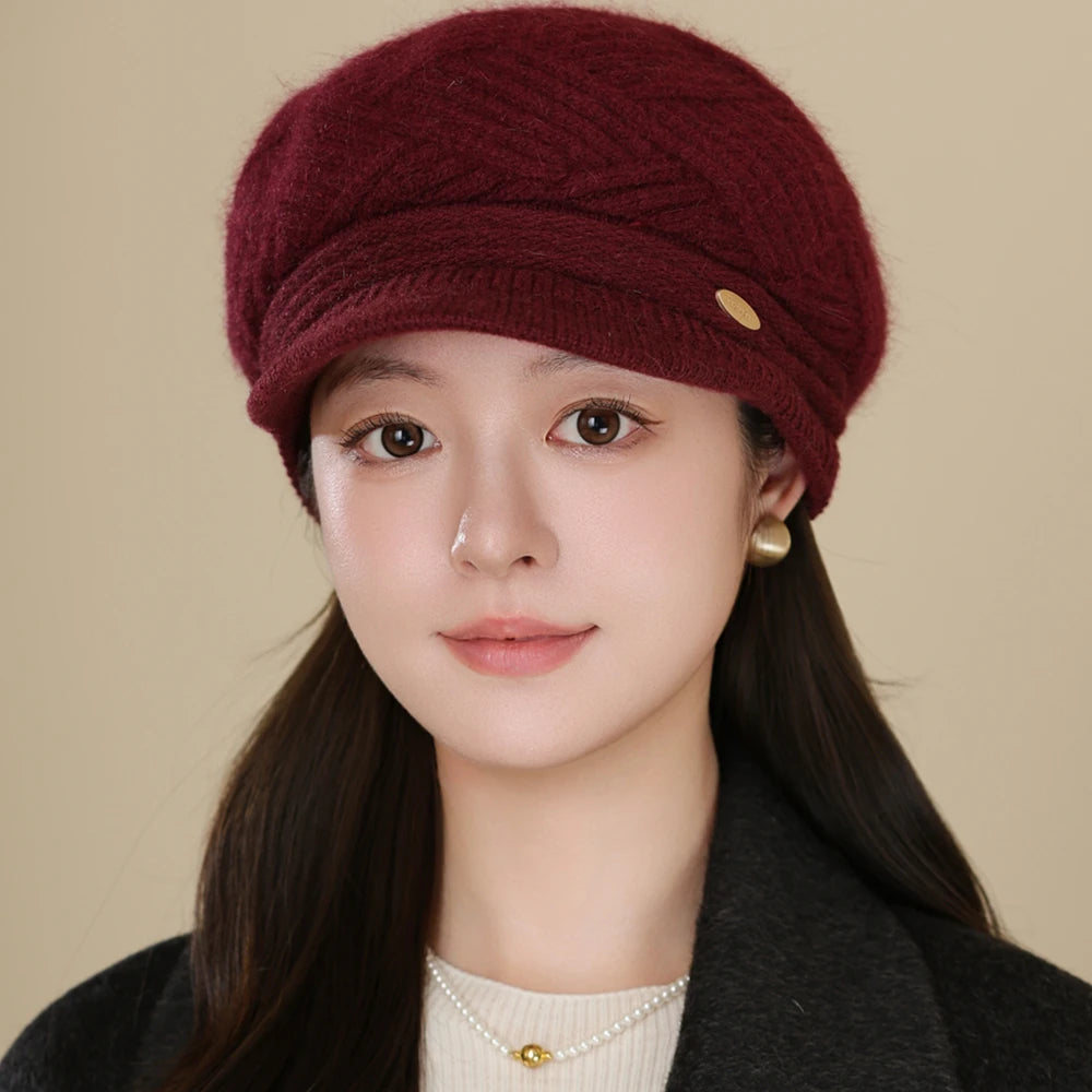 Rabbit Fur Blend Beanie – Casual Streetwear Winter Cap