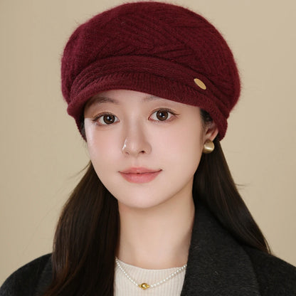 Rabbit Fur Blend Beanie – Casual Streetwear Winter Cap