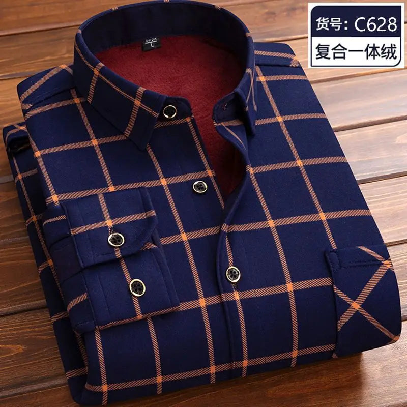Men’s winter plaid shirt—soft, thick, and ideal for cold weather