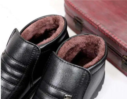Men’s Waterproof Leather Shoes – High Top, Warm Winter Slip-On