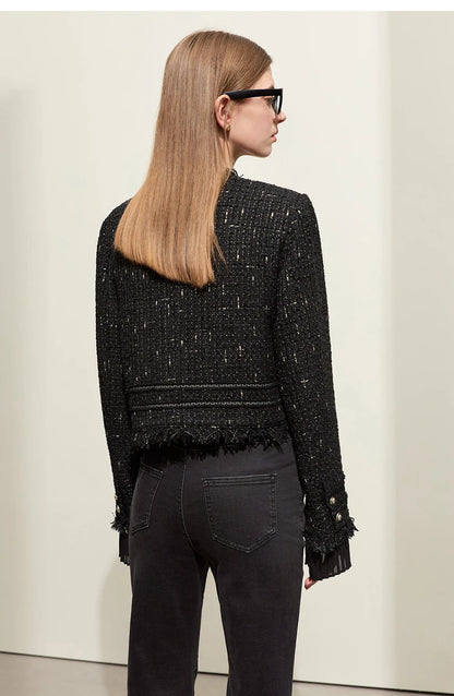 Women’s AMII minimalism chambray tweed short jacket
