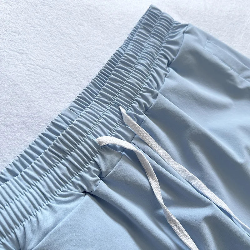 Trendy loose-fit drop-crotch casual trousers