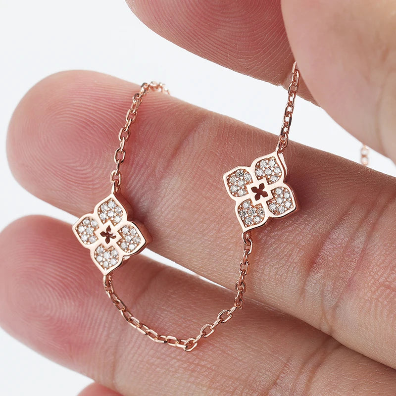 Floral Moissanite Choker – 925 Silver, Elegant Neck Chain