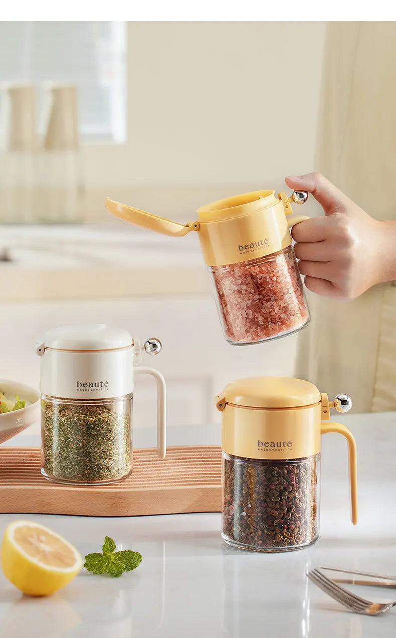 Durable glass seasoning containers with airtight lids for freshness