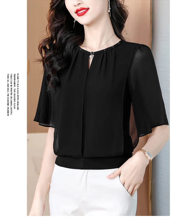 Women’s summer half-sleeve chiffon blouse
