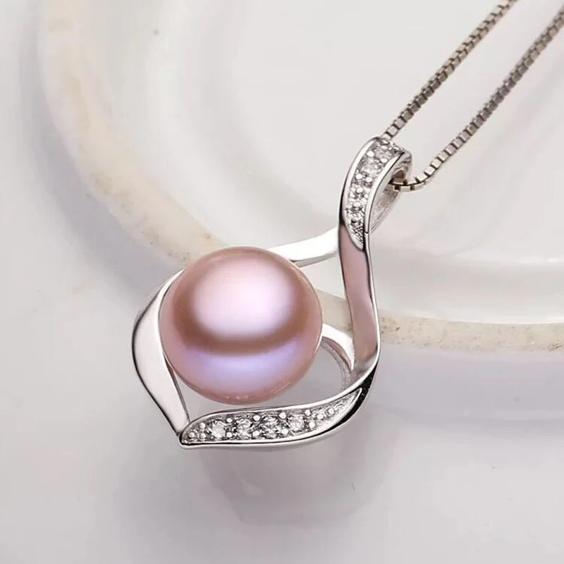 Elegant Pearl Necklace-925 Sterling Silver, Natural Freshwater