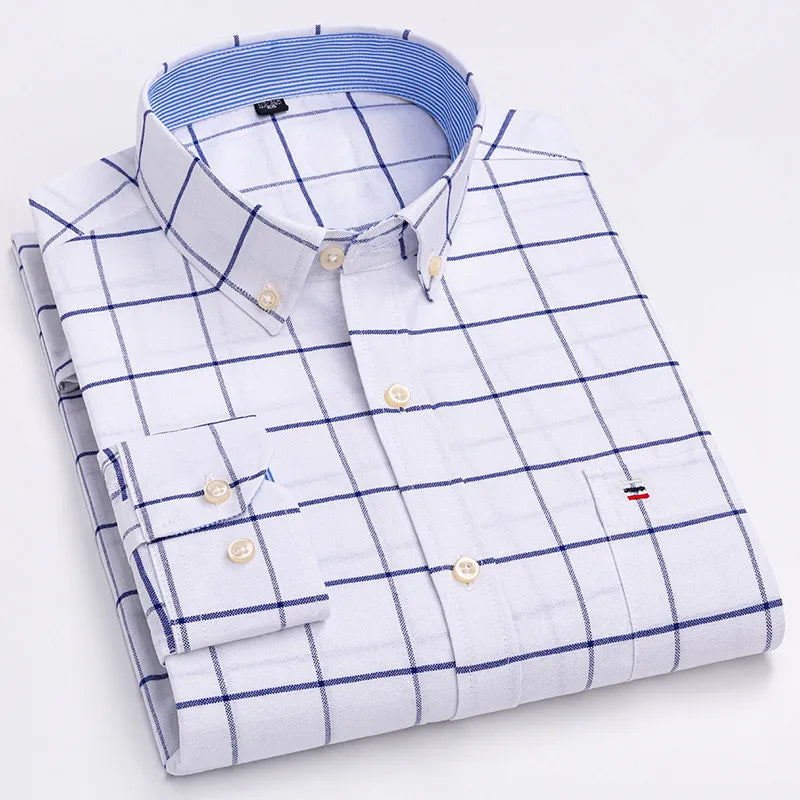 Smart casual cotton shirt with long sleeves, perfect for office or daily wear