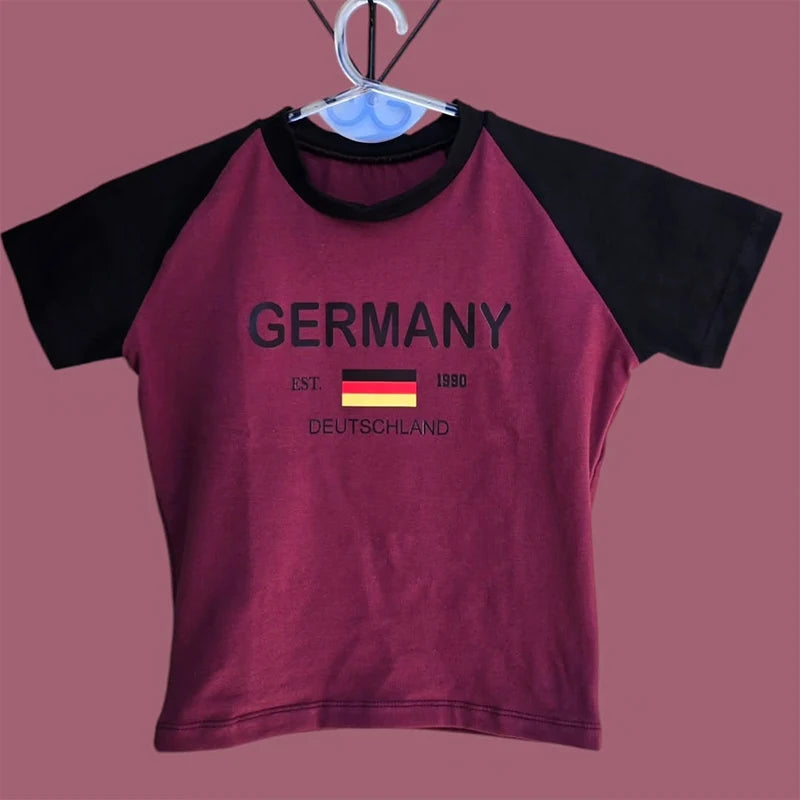 Fashionable retro Brazil print streetwear crop top