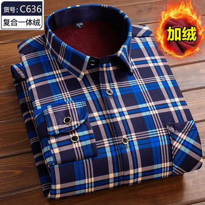 Men’s winter plaid shirt—soft, thick, and ideal for cold weather